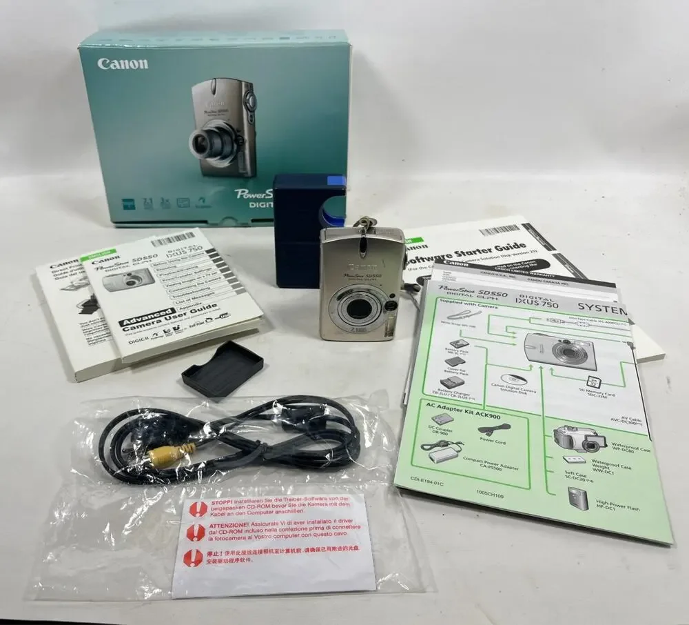CANON PowerShot SD550 Digital ELPH Camera 7.1MP with Battery Gold Tested